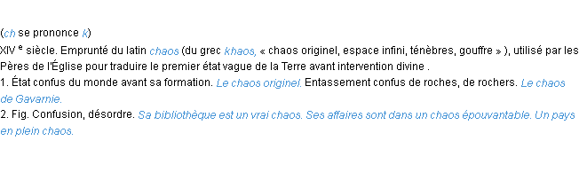 Définition chaos ACAD 1986
