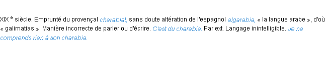 Définition charabia ACAD 1986
