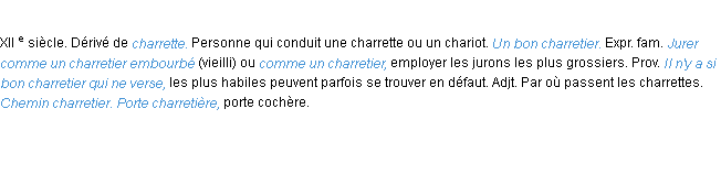 Définition charretier ACAD 1986