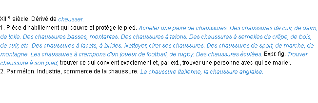 Définition chaussure ACAD 1986