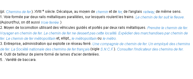 Définition chemin de fer ACAD 1986