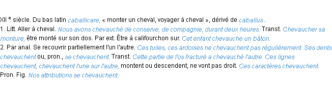 Définition chevaucher ACAD 1986