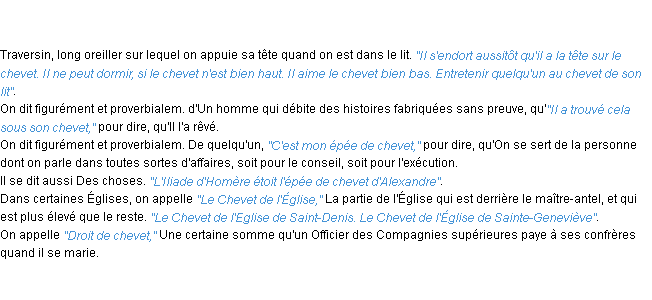 Définition chevet ACAD 1798