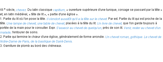 Définition chevet ACAD 1986