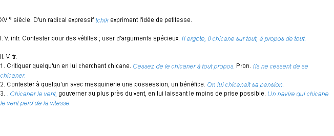 Définition chicaner ACAD 1986