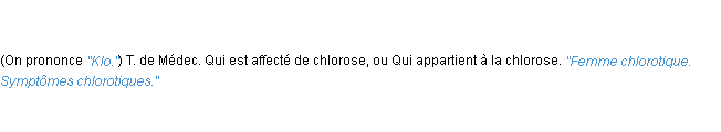 Définition chlorotique ACAD 1835