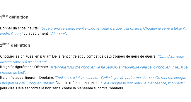 Définition choquer ACAD 1798