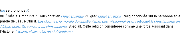 Définition christianisme ACAD 1986