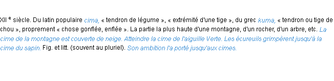 Définition cime ACAD 1986