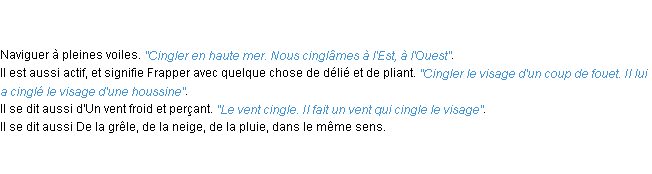Définition cingler ACAD 1798