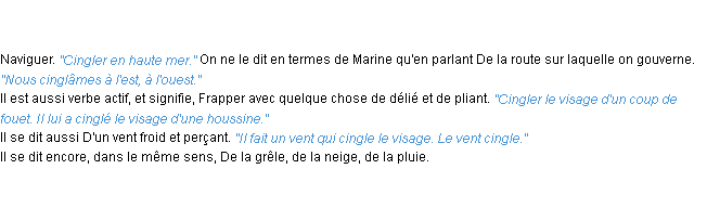 Définition cingler ACAD 1835