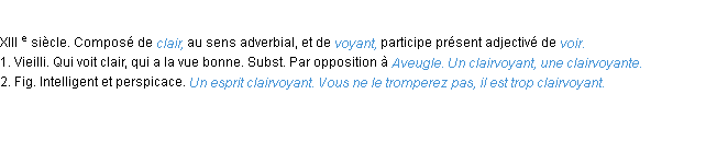 Définition clairvoyant ACAD 1986