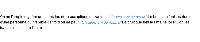 Définition claquement ACAD 1835