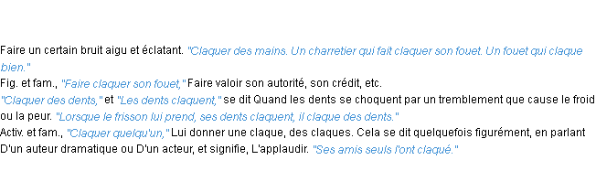 Définition claquer ACAD 1835
