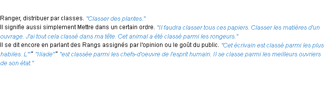 Définition classer ACAD 1932