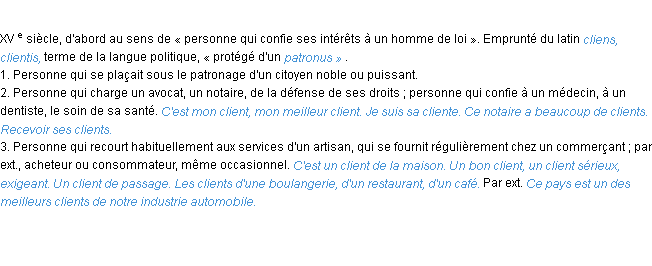 Définition client ACAD 1986