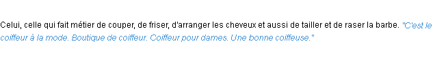 Définition coiffeur ACAD 1932
