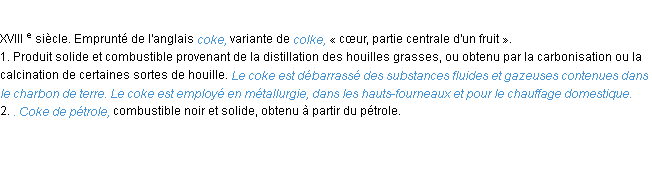 Définition coke ACAD 1986