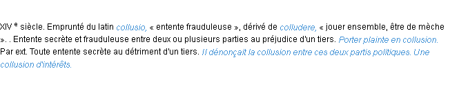 Définition collusion ACAD 1986