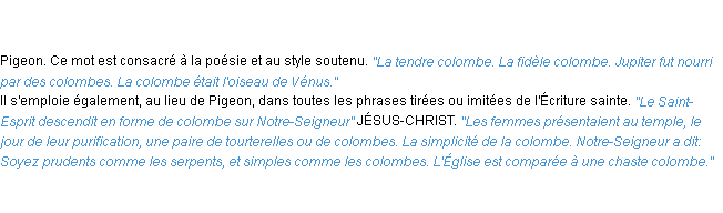 Définition colombe ACAD 1835