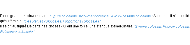 Définition colossal ACAD 1835