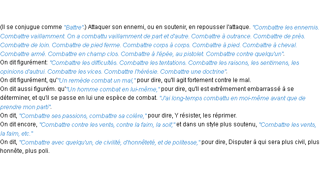 Définition combattre ACAD 1798