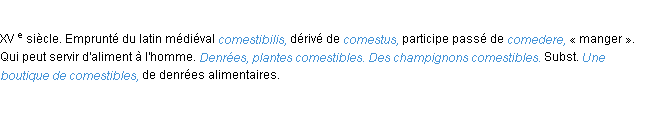 Définition comestible ACAD 1986
