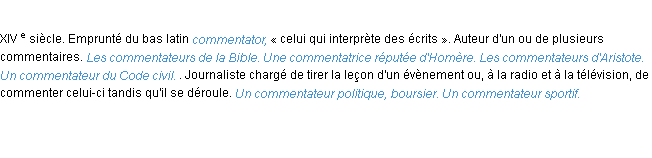 Définition commentateur ACAD 1986