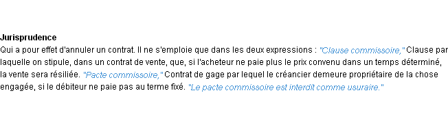 Définition commissoire ACAD 1932