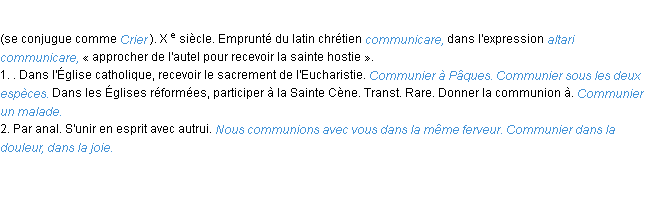 Définition communier ACAD 1986