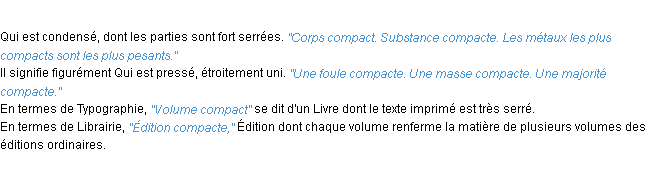Définition compact ACAD 1932