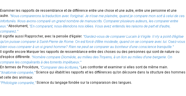 Définition comparer ACAD 1932