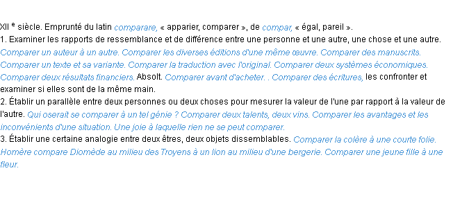 Définition comparer ACAD 1986