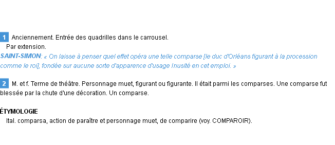 Définition comparse Emile Littré