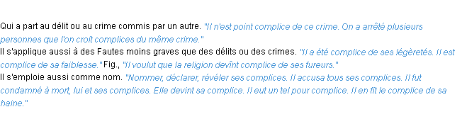 Définition complice ACAD 1932