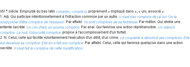 Définition complice ACAD 1986