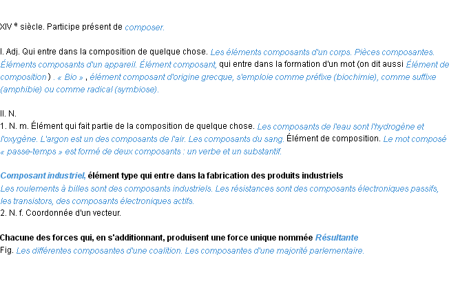Définition composant ACAD 1986