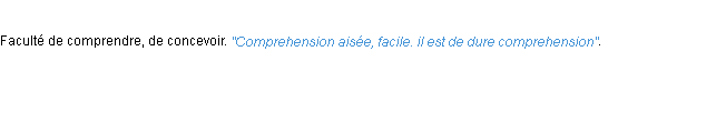 Définition comprehension ACAD 1694