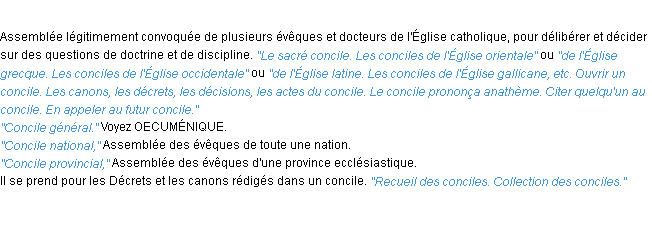 Définition concile ACAD 1932