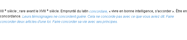 Définition concorder ACAD 1986