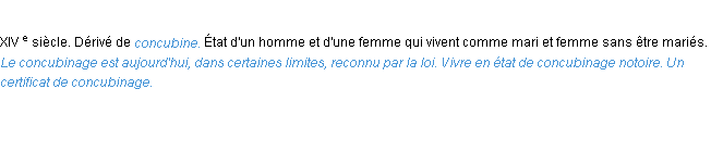 Définition concubinage ACAD 1986