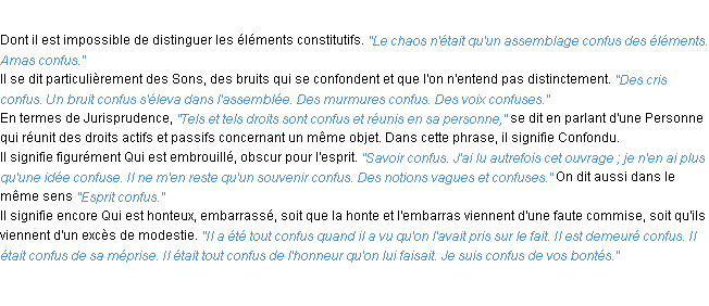 Définition confus ACAD 1932