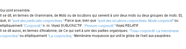 Définition conjonctif ACAD 1932
