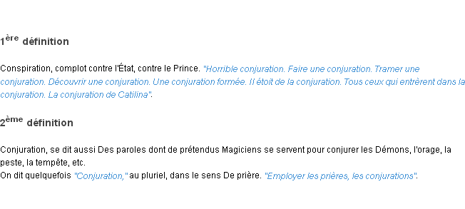 Définition conjuration ACAD 1798