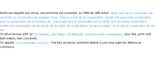 Définition conservation ACAD 1798