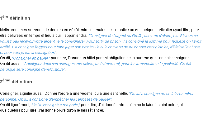 Définition consigner ACAD 1798