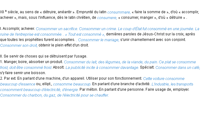 Définition consommer ACAD 1986