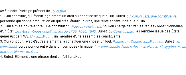 Définition constituant ACAD 1986