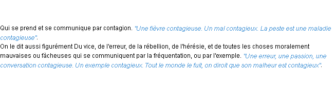 Définition contagieux ACAD 1798