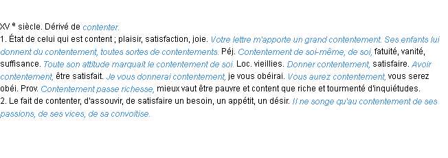 Définition contentement ACAD 1986